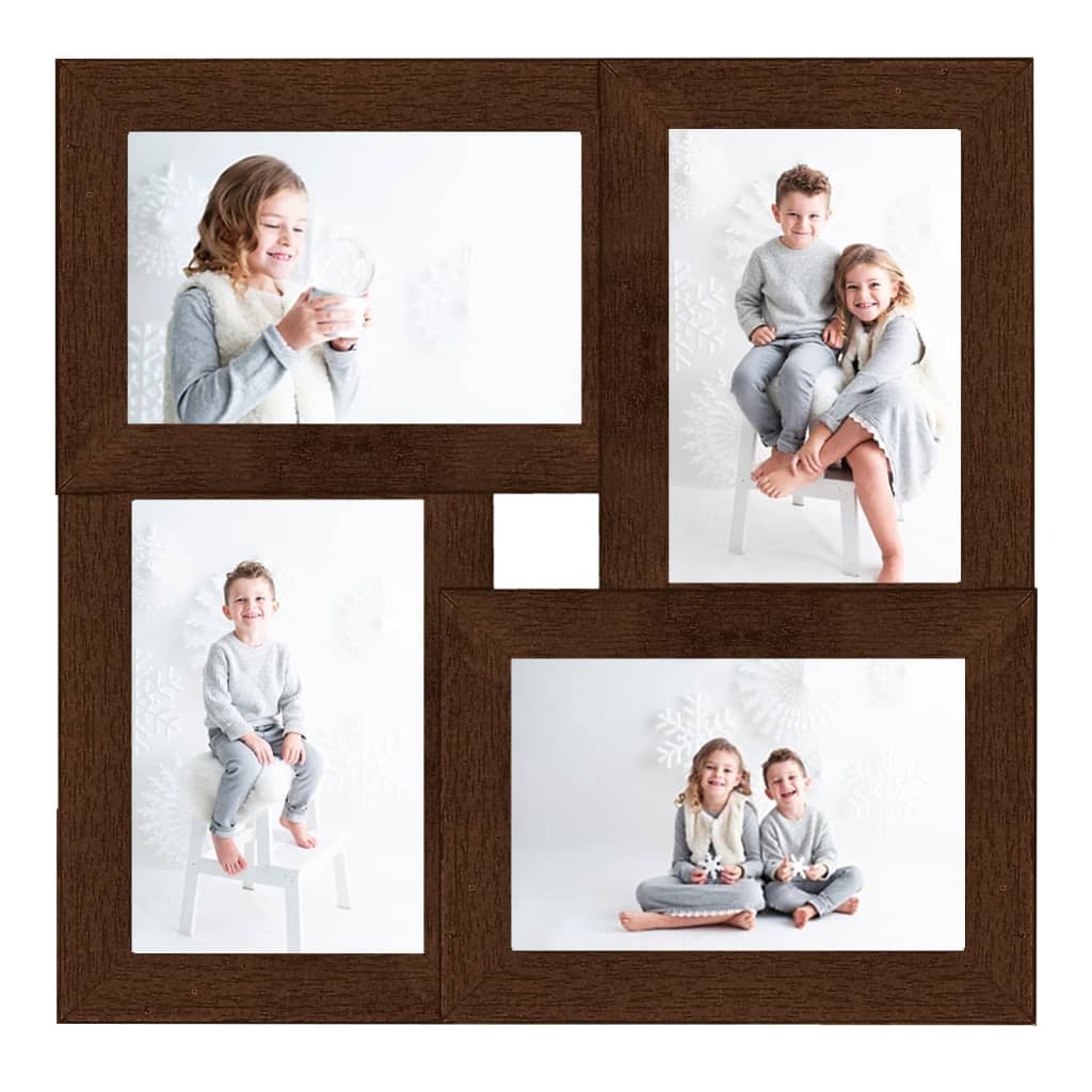 Collage Photo Frame for 4x(10x15 cm) Picture Dark Brown MDF